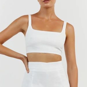 White linen crop top